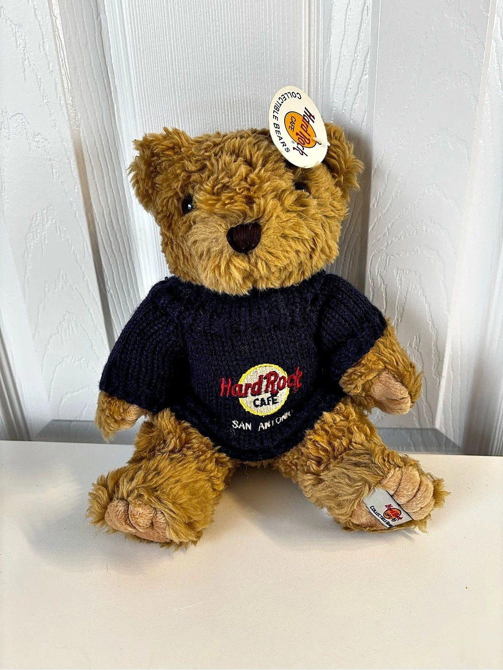 Vintage Hard Rock Cafe San Antonio Jointed 12” Plush Bear with Sweater NWT